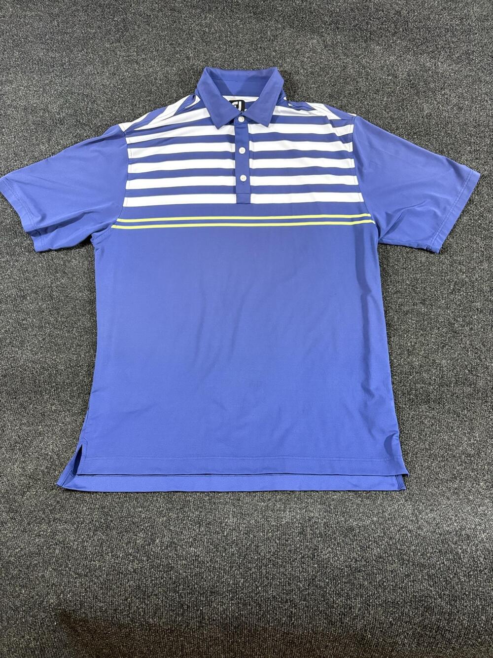 FootJoy Polo Shirt Mens XL Blue Striped Performance Golf Short Sleeve Top